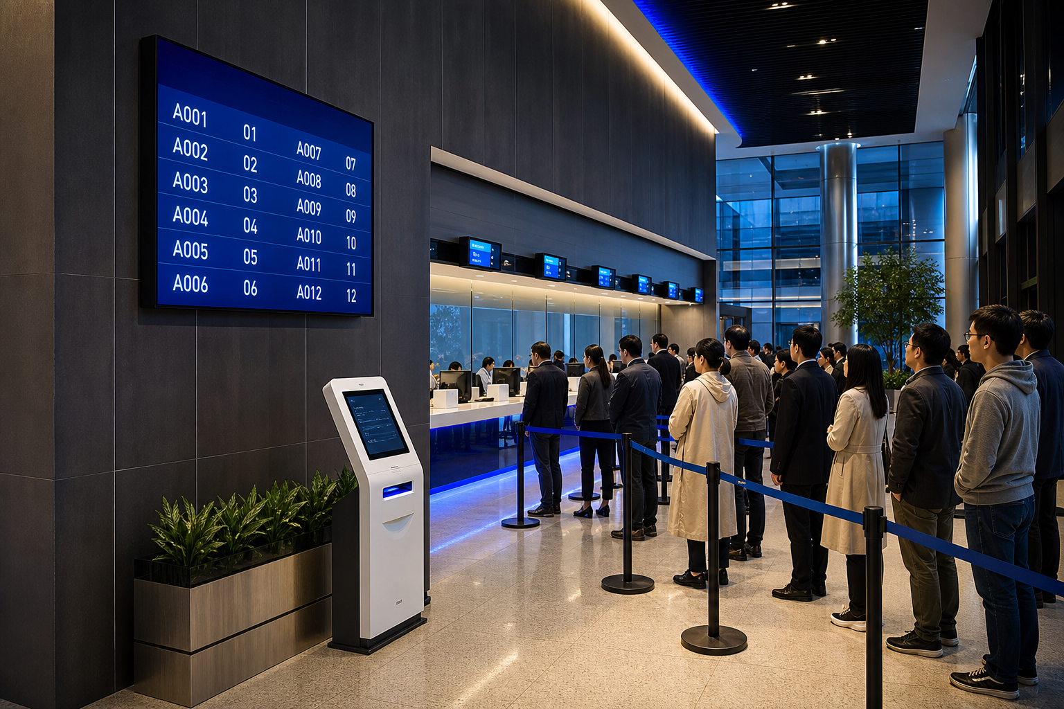 Queuing service hall scenario